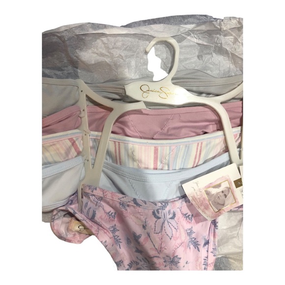 Jessica Simpson 5pk pink blue gray multi thong panties size large new - Picture 13 of 14